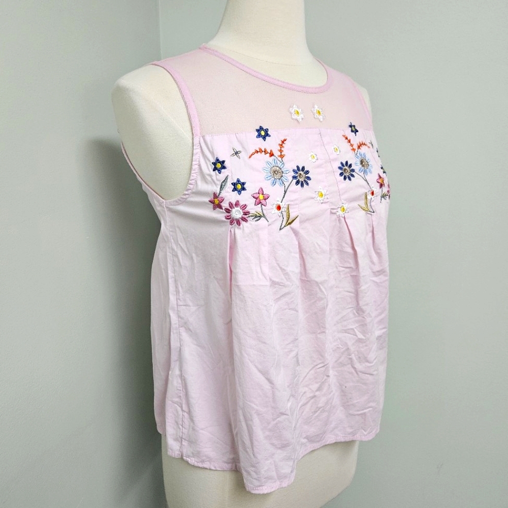 Embroidered Sleeveless Tank Top Boho Chic Cottagecore Romantic Feminine